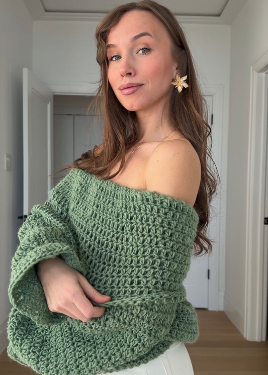 CROCHET OFF-SHOULDER SWEATER — TUTORIAL & PATTERN