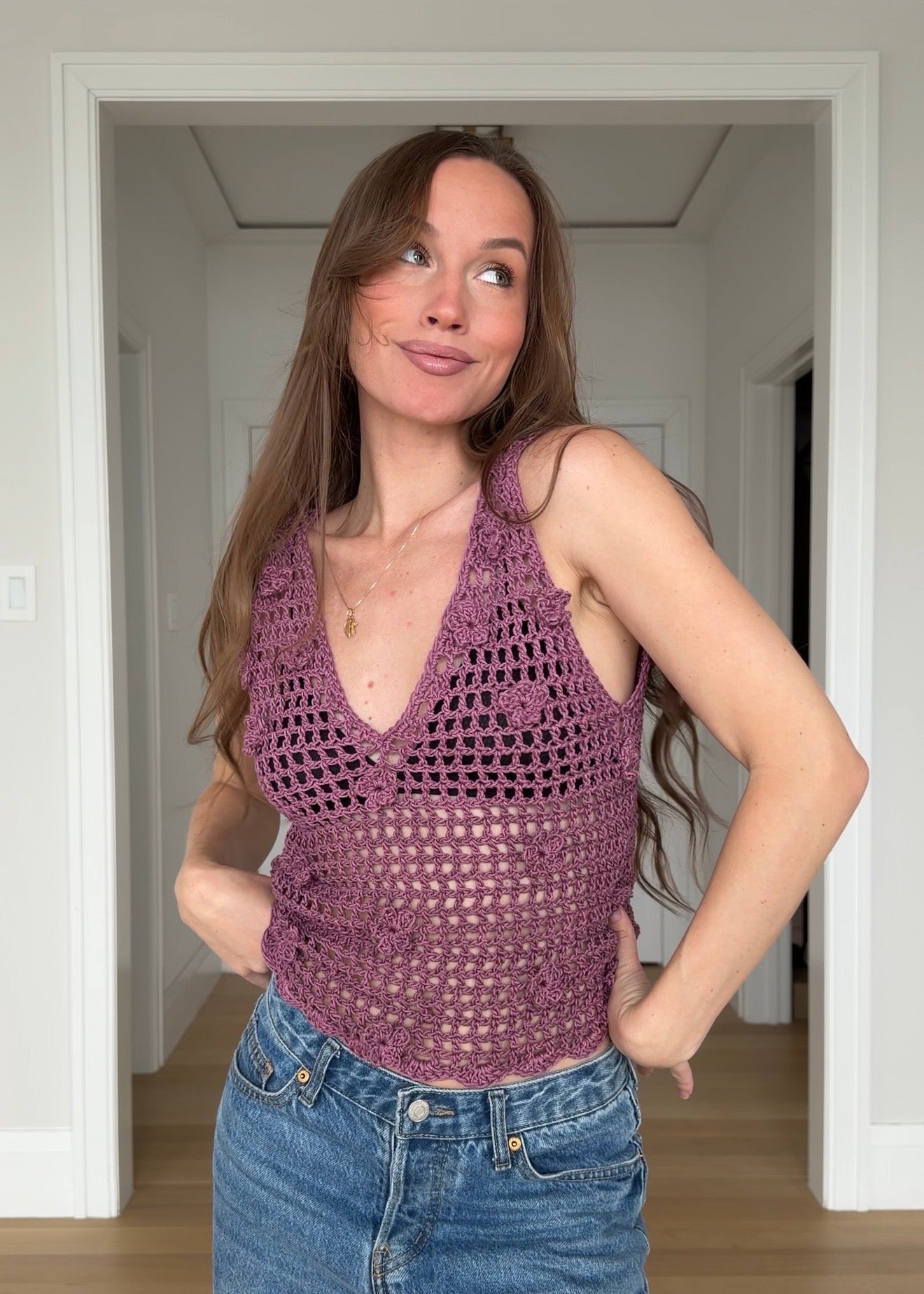 CROCHET FLORAL MESH TOP/DRESS (SEAMLESS) — TUTORIAL & PATTERN