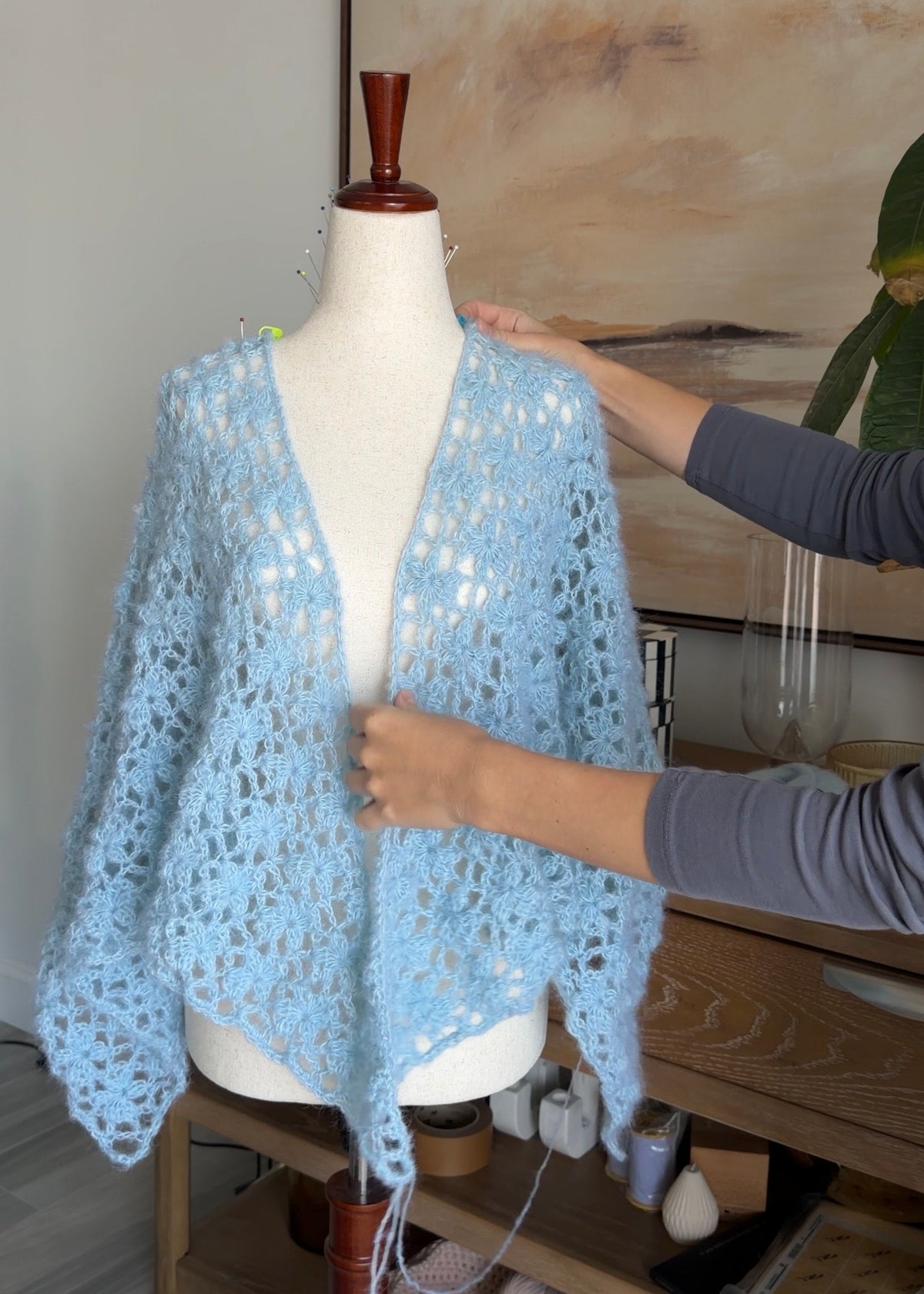 CROCHET FLORAL MESH TRIANGLE — TUTORIAL & PATTERN